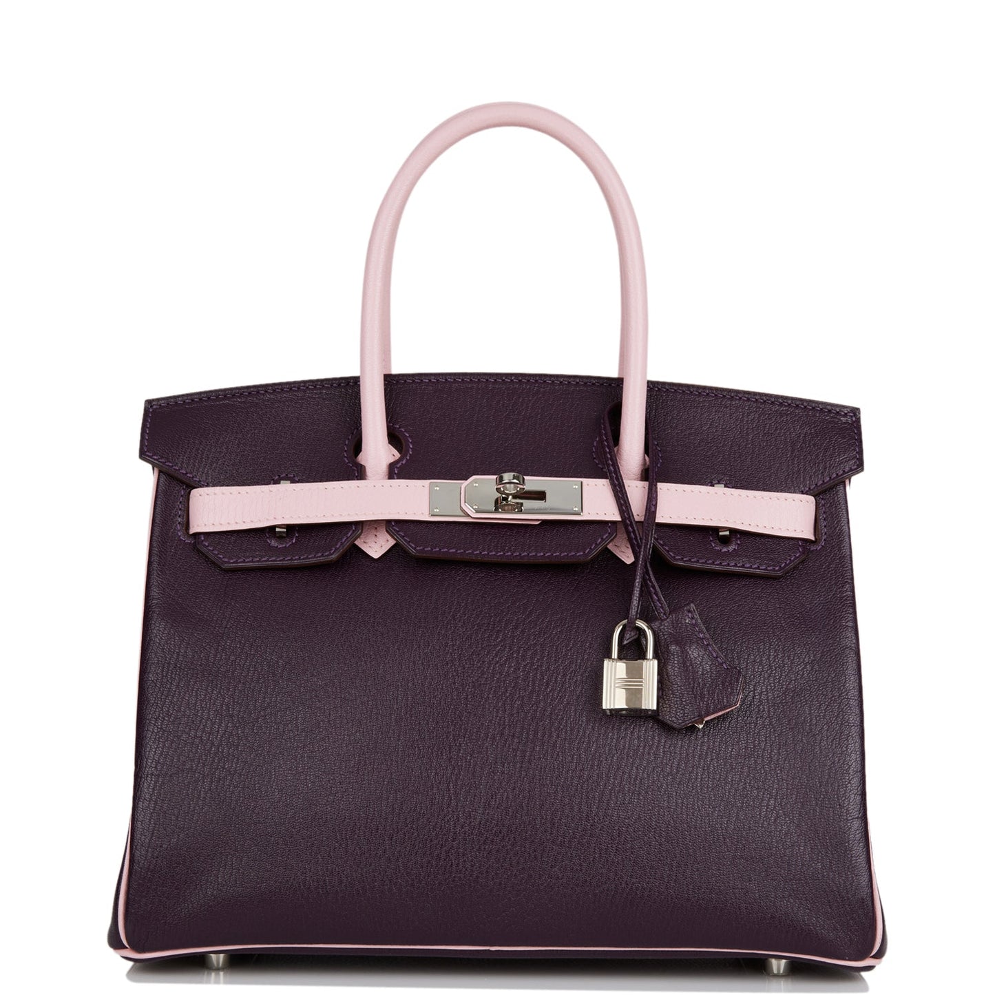 Top Quality Hermes Special Order (HSS) Birkin 30 Raisin and Rose Sakura Chevre Palladium Hardware