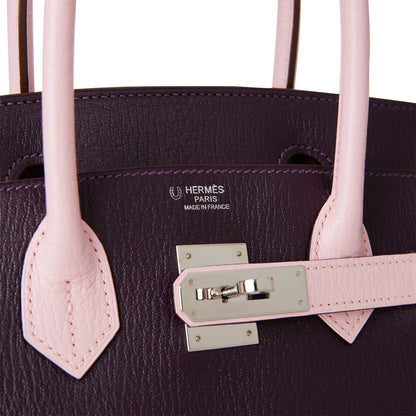 Top Quality Hermes Special Order (HSS) Birkin 30 Raisin and Rose Sakura Chevre Palladium Hardware