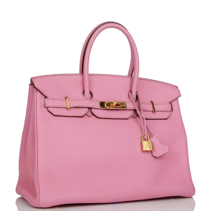 Top Quality Hermes Birkin 35 Bubblegum Togo Gold Hardware