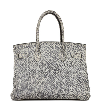 Vintage Hermes Birkin 30 White Dalmatian Buffalo Gold Hardware