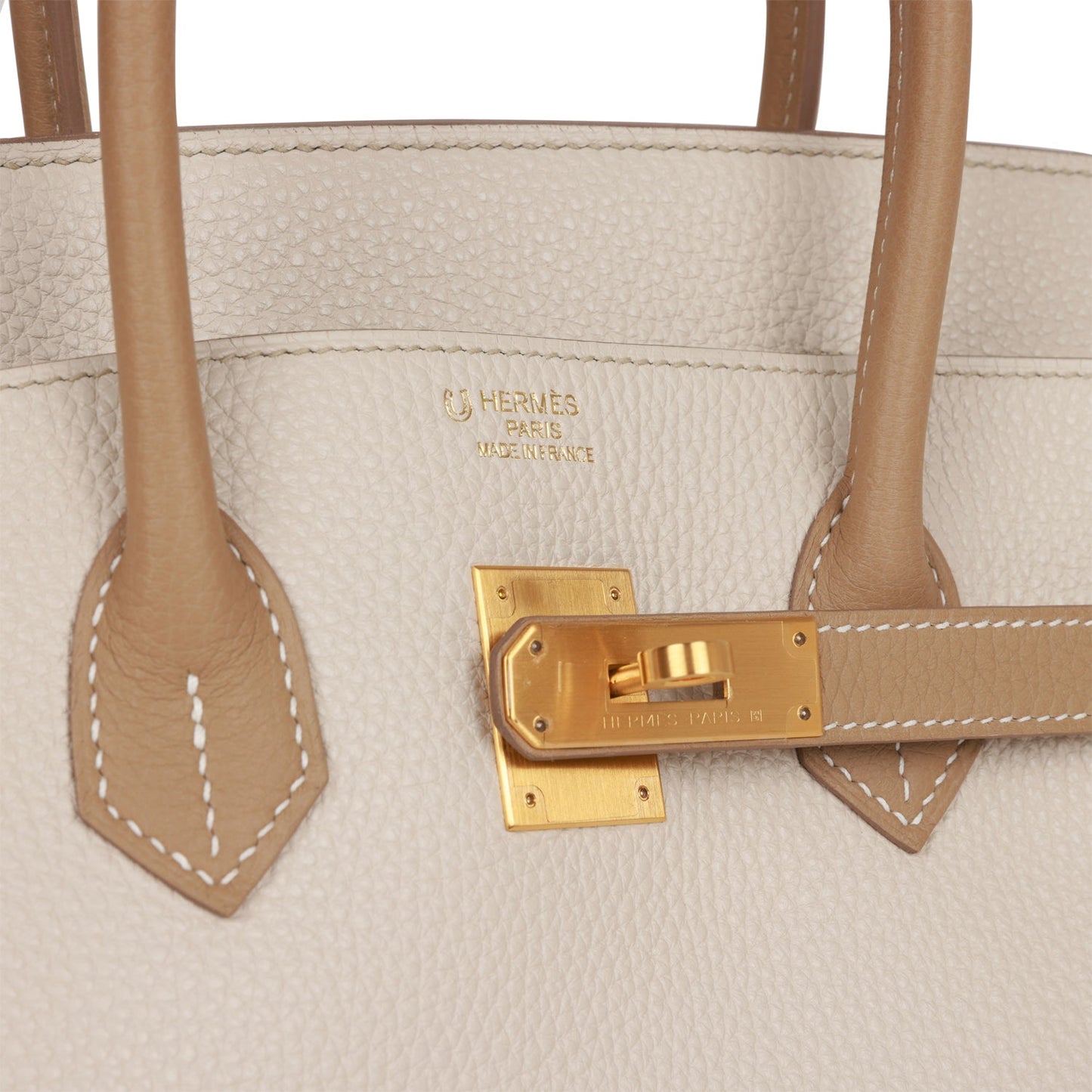 Top Quality Hermes Special Order (HSS) Birkin 35 Craie and Trench Clemence Brushed Gold Hardware