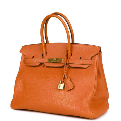 Top Quality Hermes Birkin 35 Orange H Togo Gold Hardware