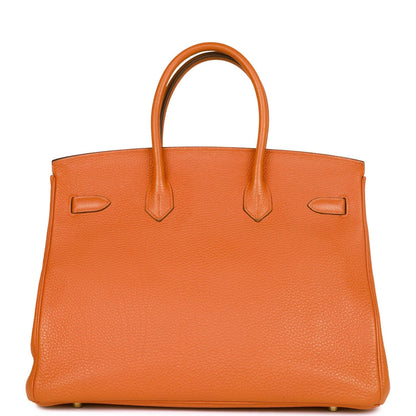 Top Quality Hermes Birkin 35 Orange H Togo Gold Hardware