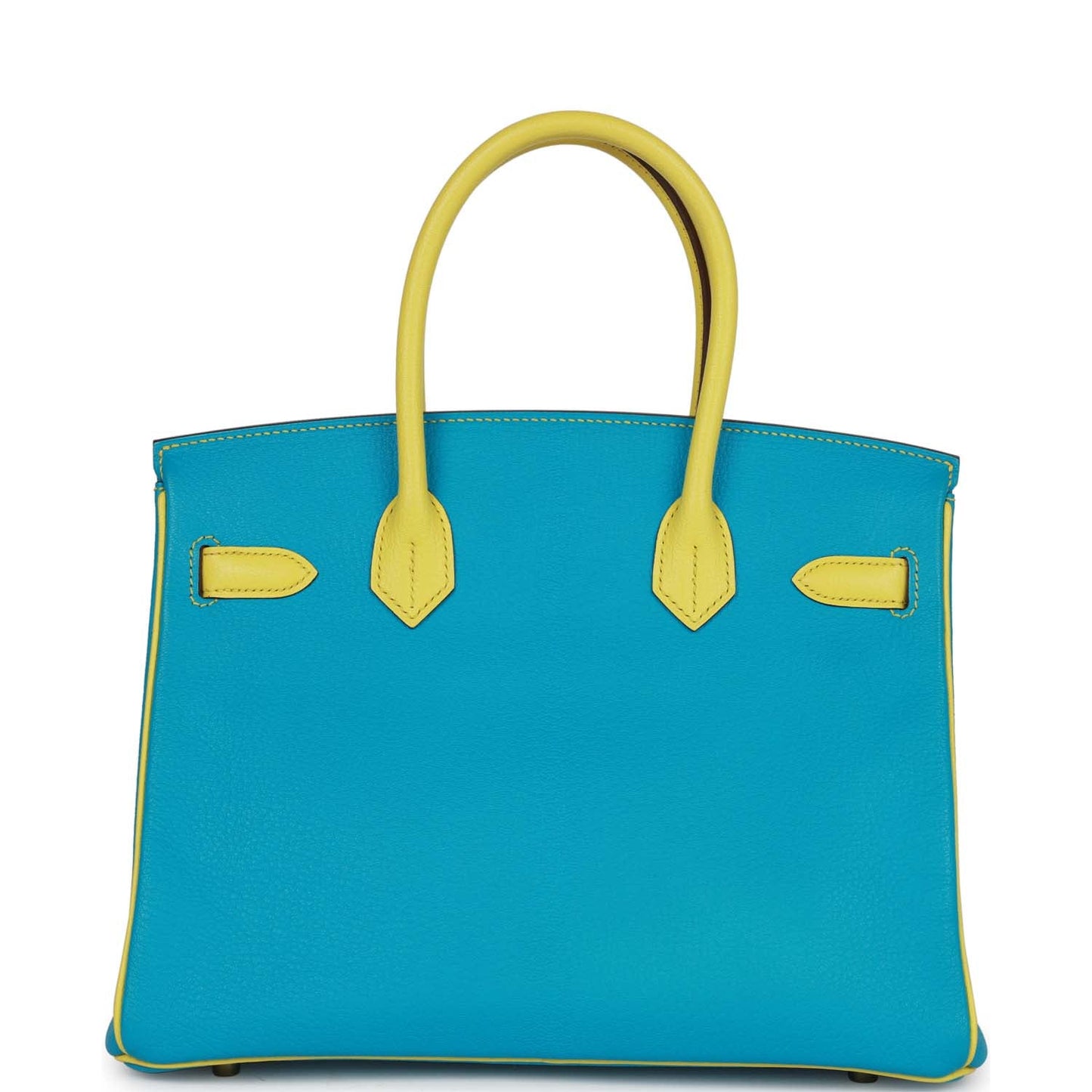 Top Quality Hermes Special Order (HSS) Birkin 30 Bleu Turquoise and Lime Chevre Gold Hardware