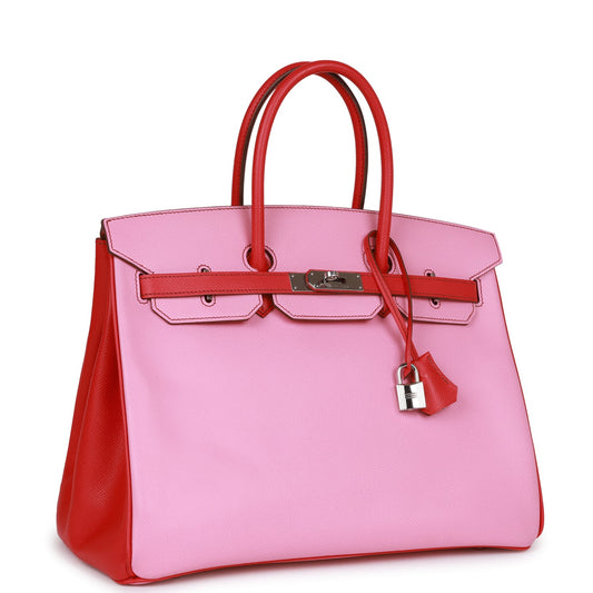 Top Quality Hermes Special Order (HSS) Birkin 35 Bubblegum and Bougainvillea Epsom Palladium Hardware