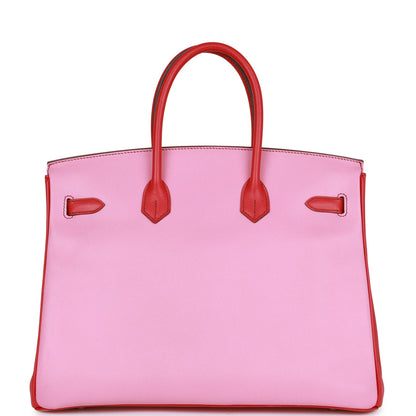 Top Quality Hermes Special Order (HSS) Birkin 35 Bubblegum and Bougainvillea Epsom Palladium Hardware