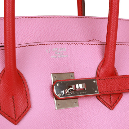 Top Quality Hermes Special Order (HSS) Birkin 35 Bubblegum and Bougainvillea Epsom Palladium Hardware