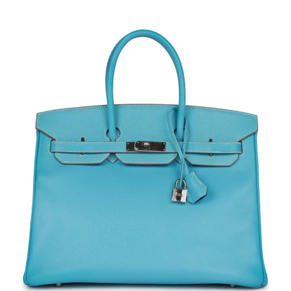 Top Quality Hermes Birkin 35 Celeste Candy Epsom Palladium Hardware