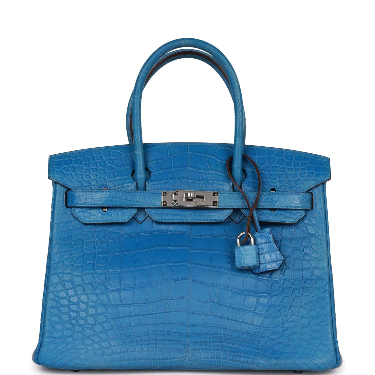 Top Quality Hermes Birkin 30 Bleu Mykonos Matte Alligator Palladium Hardware