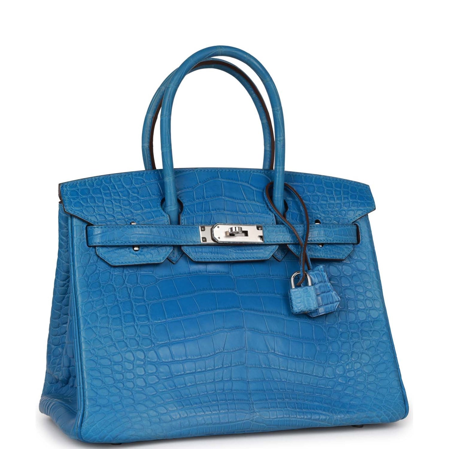 Top Quality Hermes Birkin 30 Bleu Mykonos Matte Alligator Palladium Hardware