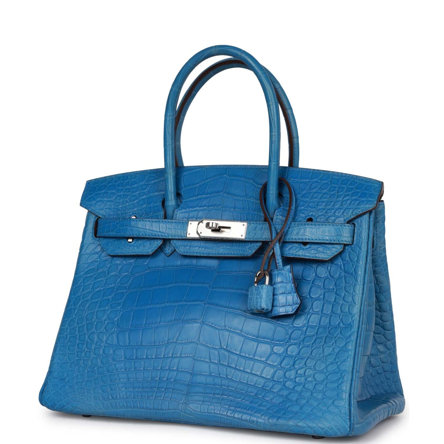 Top Quality Hermes Birkin 30 Bleu Mykonos Matte Alligator Palladium Hardware