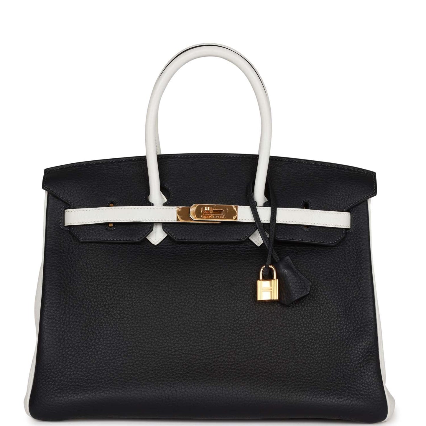 Top Quality Hermes Special Order (HSS) Birkin 35 Black and White Clemence Gold Hardware