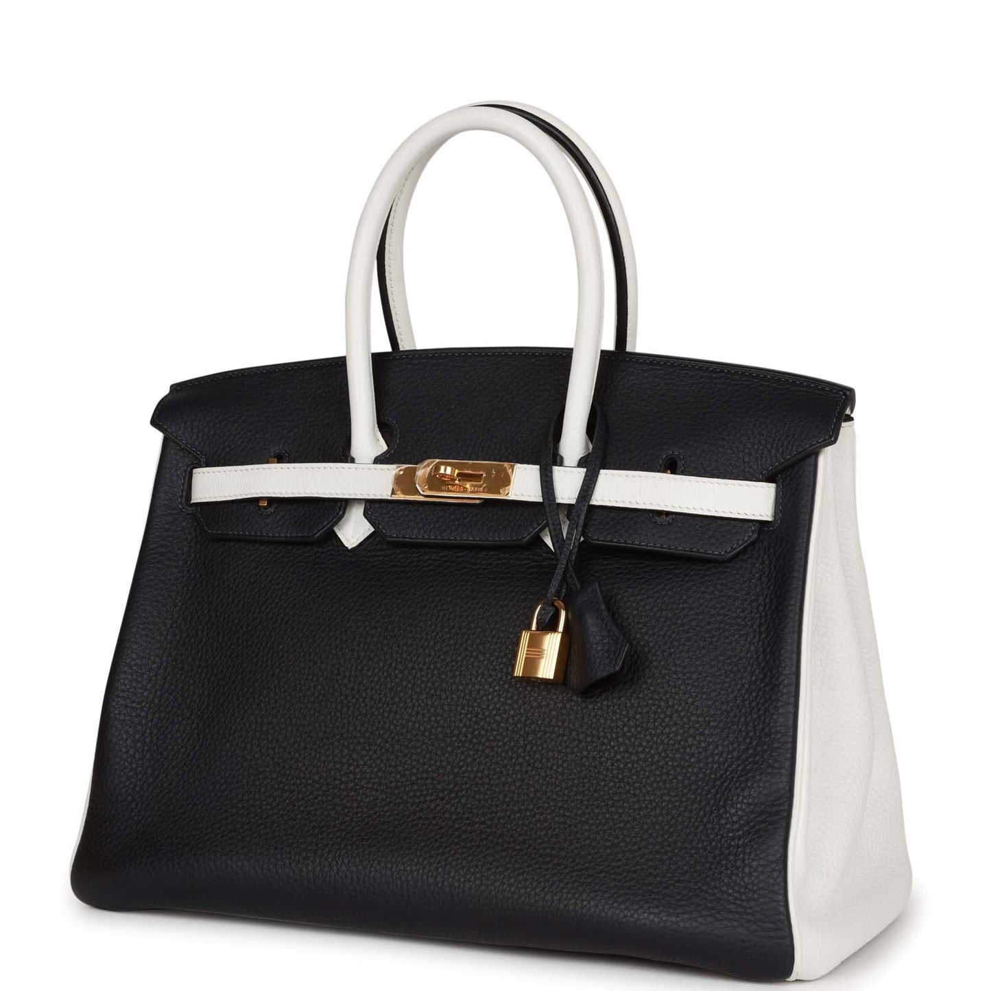 Top Quality Hermes Special Order (HSS) Birkin 35 Black and White Clemence Gold Hardware