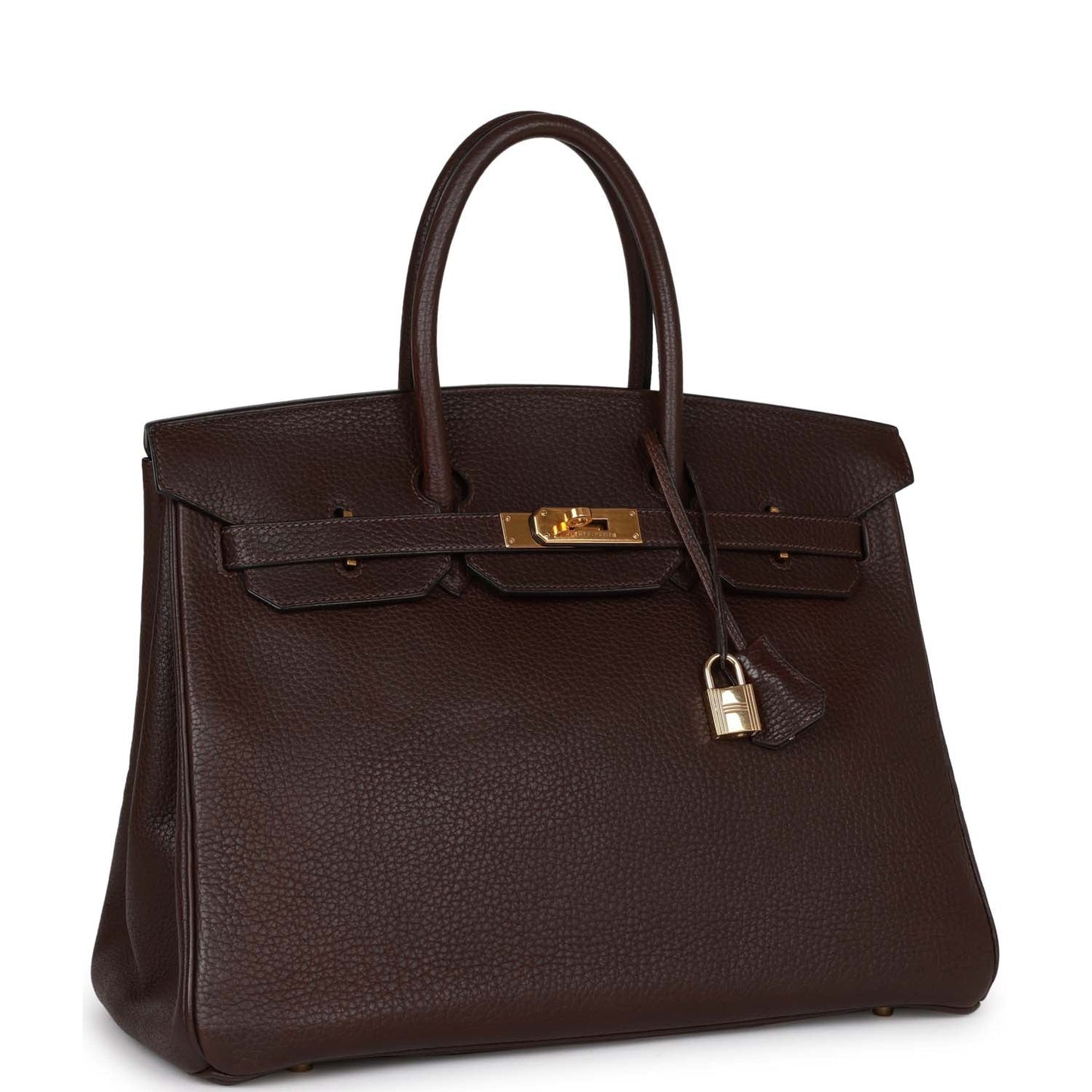 Vintage Hermes Birkin 35 Marron Fonce Fjord Gold Hardware