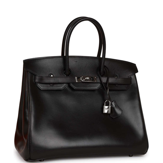 Top Quality Hermes Special Order (HSS) Birkin 35 Black Box Verso Palladium Hardware