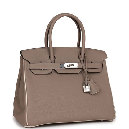 Top Quality Hermes Special Order (HSS) Birkin 30 Gris Tourterelle and Craie Togo Palladium Hardware