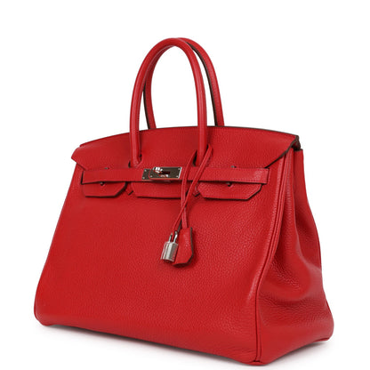 Top Quality Hermes Birkin 35 Rouge Casaque Clemence Palladium Hardware