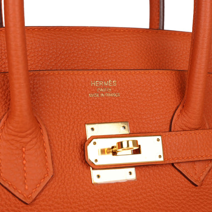 Top Quality Hermes Birkin 35 Orange H Clemence Gold Hardware