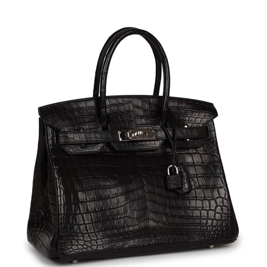 Top Quality Hermes Birkin 30cm Black Matte Niloticus Crocodile Palladium Hardware