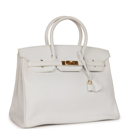 Top Quality Hermes Birkin 35 White Epsom Gold Hardware