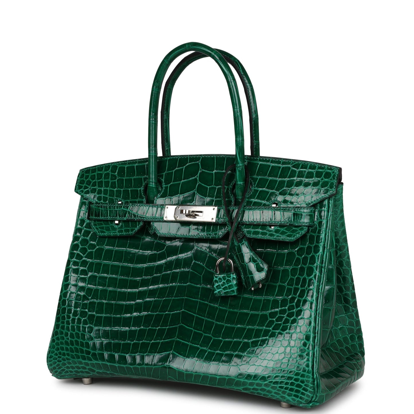 Top Quality Hermes Birkin 30 Emerald Shiny Niloticus Crocodile Palladium Hardware