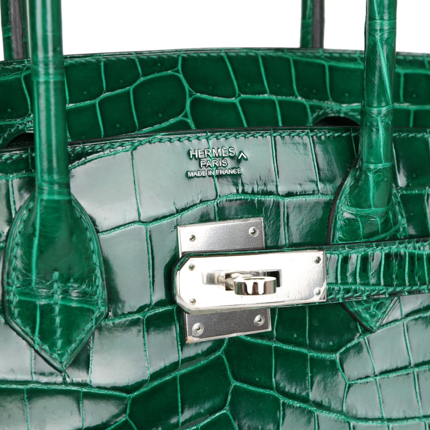 Top Quality Hermes Birkin 30 Emerald Shiny Niloticus Crocodile Palladium Hardware