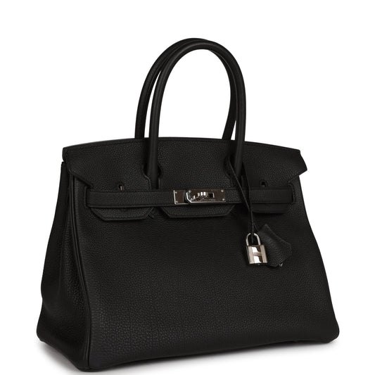 Top Quality Hermes Birkin 30 Black Togo Palladium Hardware