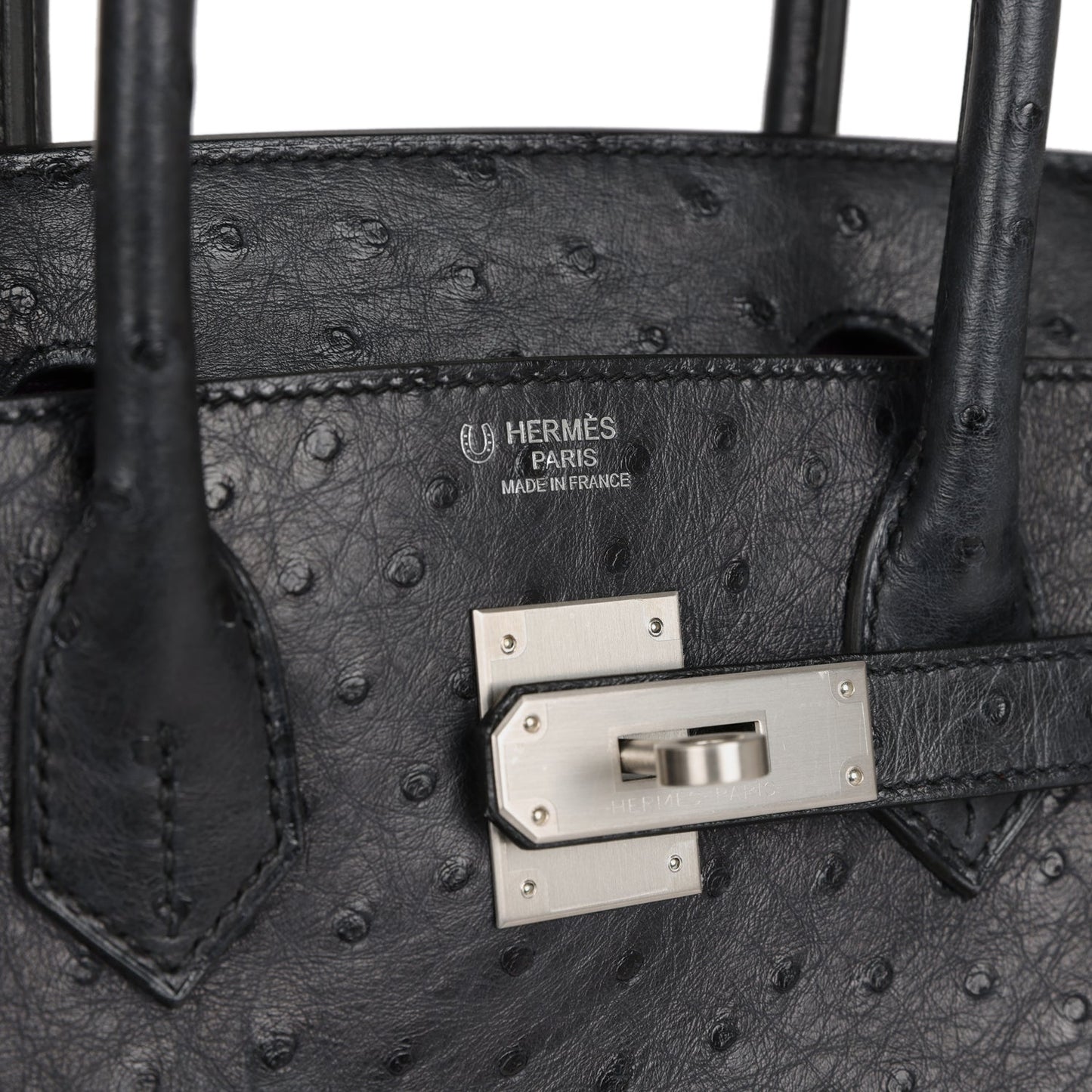 Top Quality Hermes Special Order (HSS) Birkin 30 Black Verso Ostrich Brushed Palladium Hardware