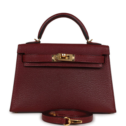 Top Quality Hermes Kelly 20 Rouge Grenat Chevre Gold Hardware