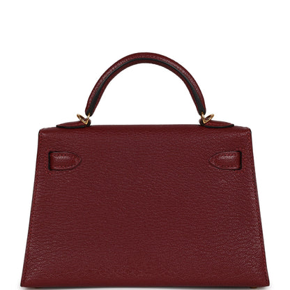 Top Quality Hermes Kelly 20 Rouge Grenat Chevre Gold Hardware