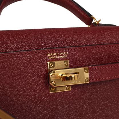 Top Quality Hermes Kelly 20 Rouge Grenat Chevre Gold Hardware