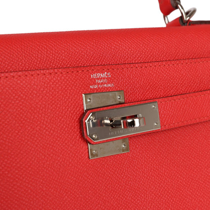 Top Quality Hermes Kelly Sellier 28 Rouge Tomate Epsom Palladium Hardware