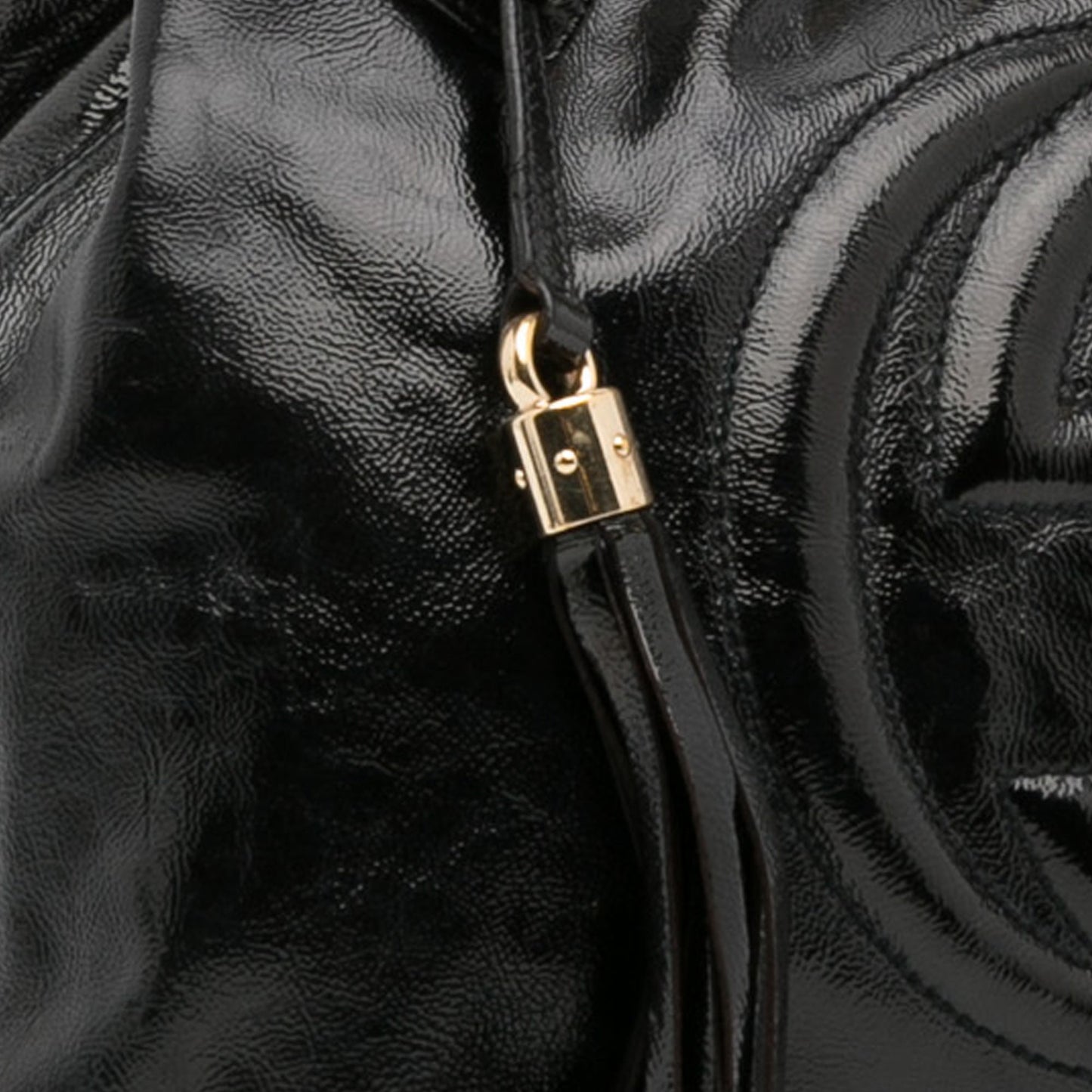 Black Gucci Medium Patent Soho Chain Tote