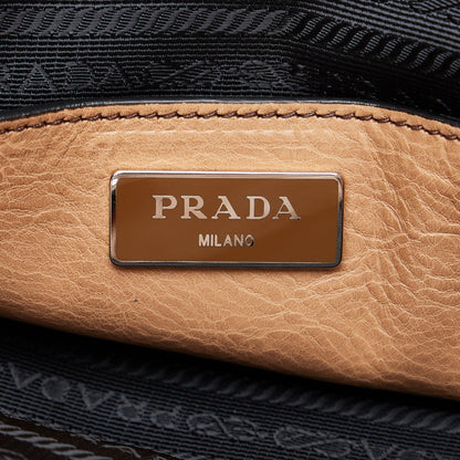 Tan Prada City Calf Double Zip Tote