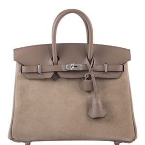 Hermes Birkin 25 Gris Caillou & Etoupe Grizzly and Swift Palladium Hardware