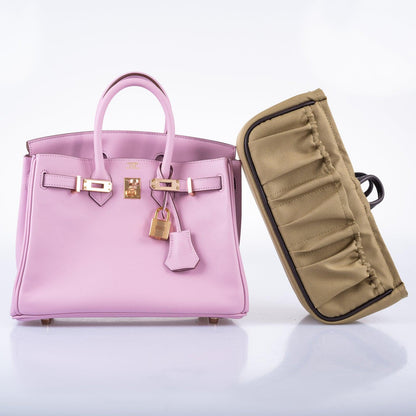 Hermes Birkin 25 Mauve Sylvestre Swift leather Rose Gold Hardware