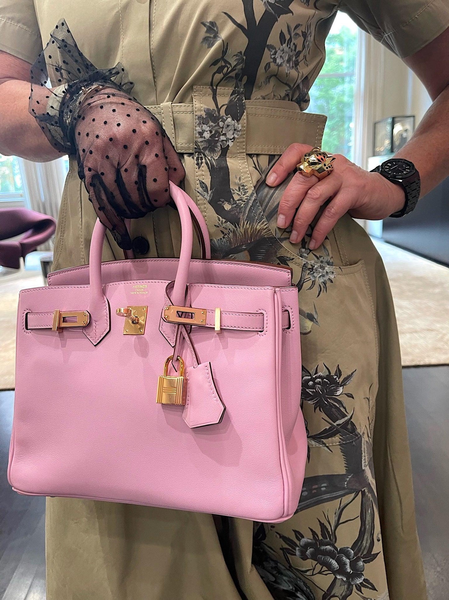 Hermes Birkin 25 Mauve Sylvestre Swift leather Rose Gold Hardware