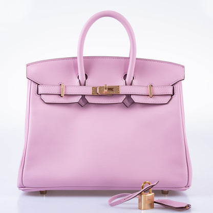 Hermes Birkin 25 Mauve Sylvestre Swift leather Rose Gold Hardware