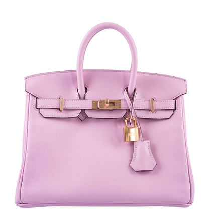 Hermes Birkin 25 Mauve Sylvestre Swift leather Rose Gold Hardware