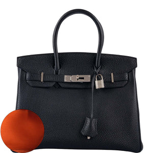 Hermes Birkin 30 Bi-Color Black Togo and Orange H Palladium Hardware