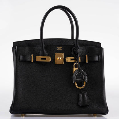 Hermes Birkin 30 Black Navillo Taurillon Leather Gold Hardware - 2020, Y