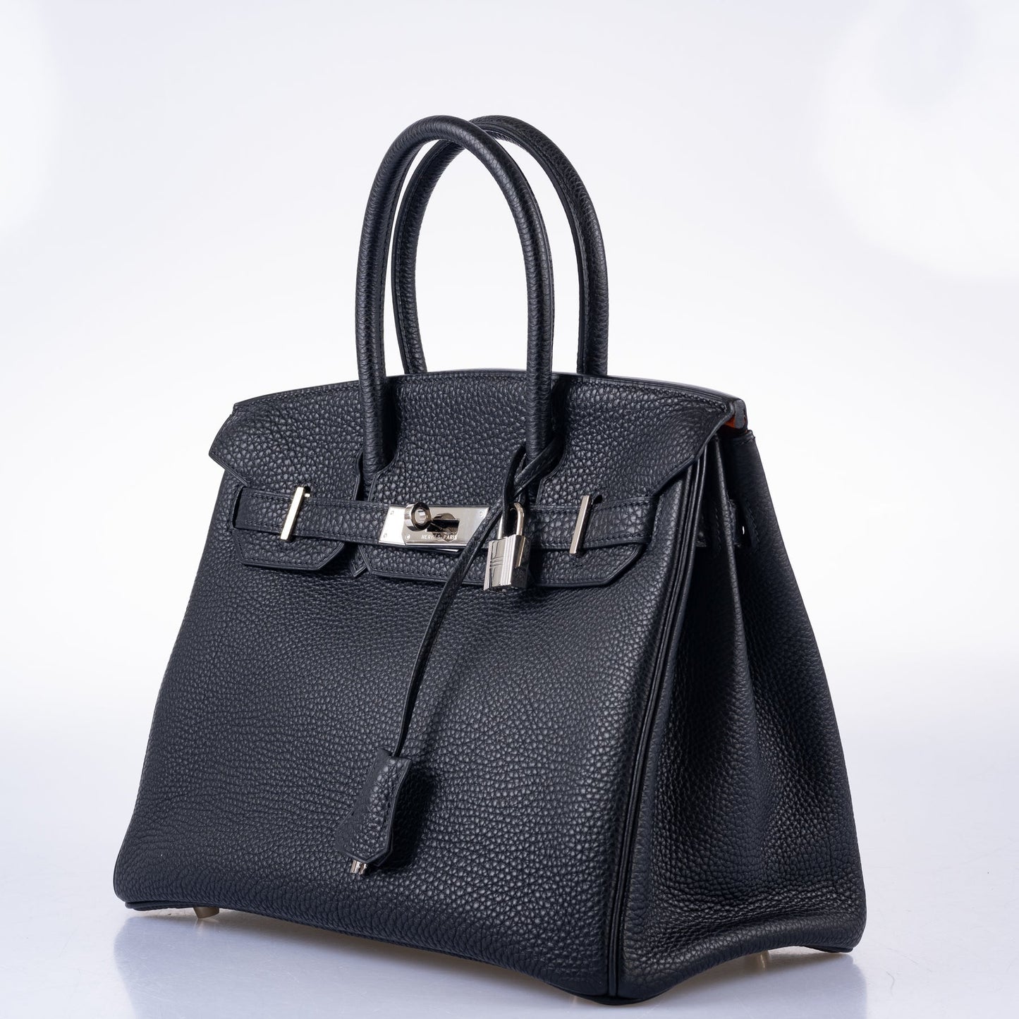 Hermes Birkin 30 Black Togo and Orange H Palladium Hardware