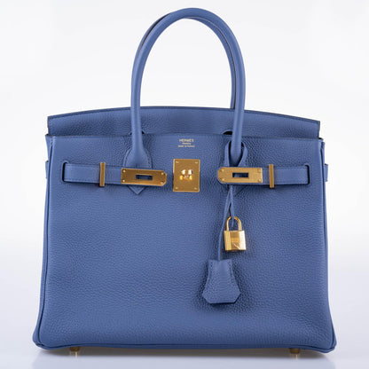 Hermes Birkin 30 Blue Brighton Clemence with Gold Hardware - 2018, C