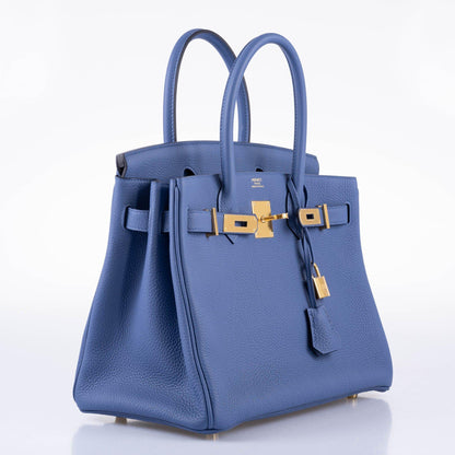 Hermes Birkin 30 Blue Brighton Clemence with Gold Hardware - 2018, C