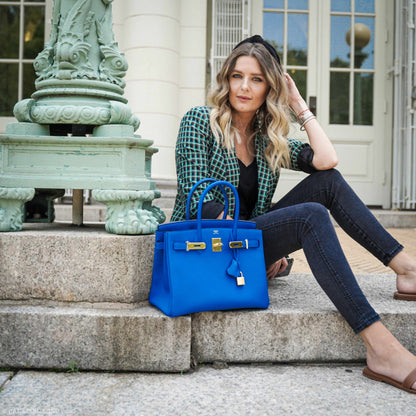 Hermes Birkin 30 Blue Zellige Togo with Gold Hardware