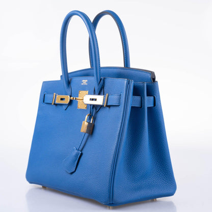 Hermes Birkin 30 Blue Zellige Togo with Gold Hardware