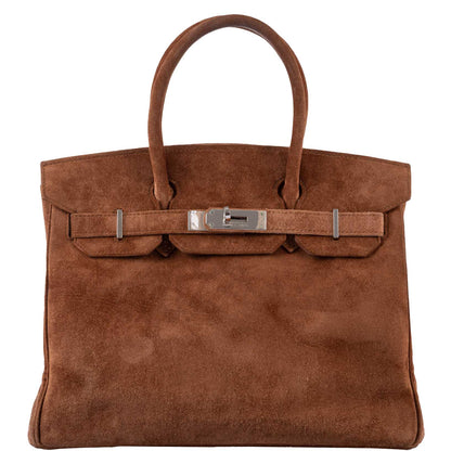 Hermes Birkin 30 Fauve Doblis Suede Palladium Hardware - 2008, L Square