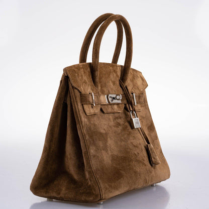 Hermes Birkin 30 Gold Veau Doblis Suede Palladium Hardware - 2008, L Square