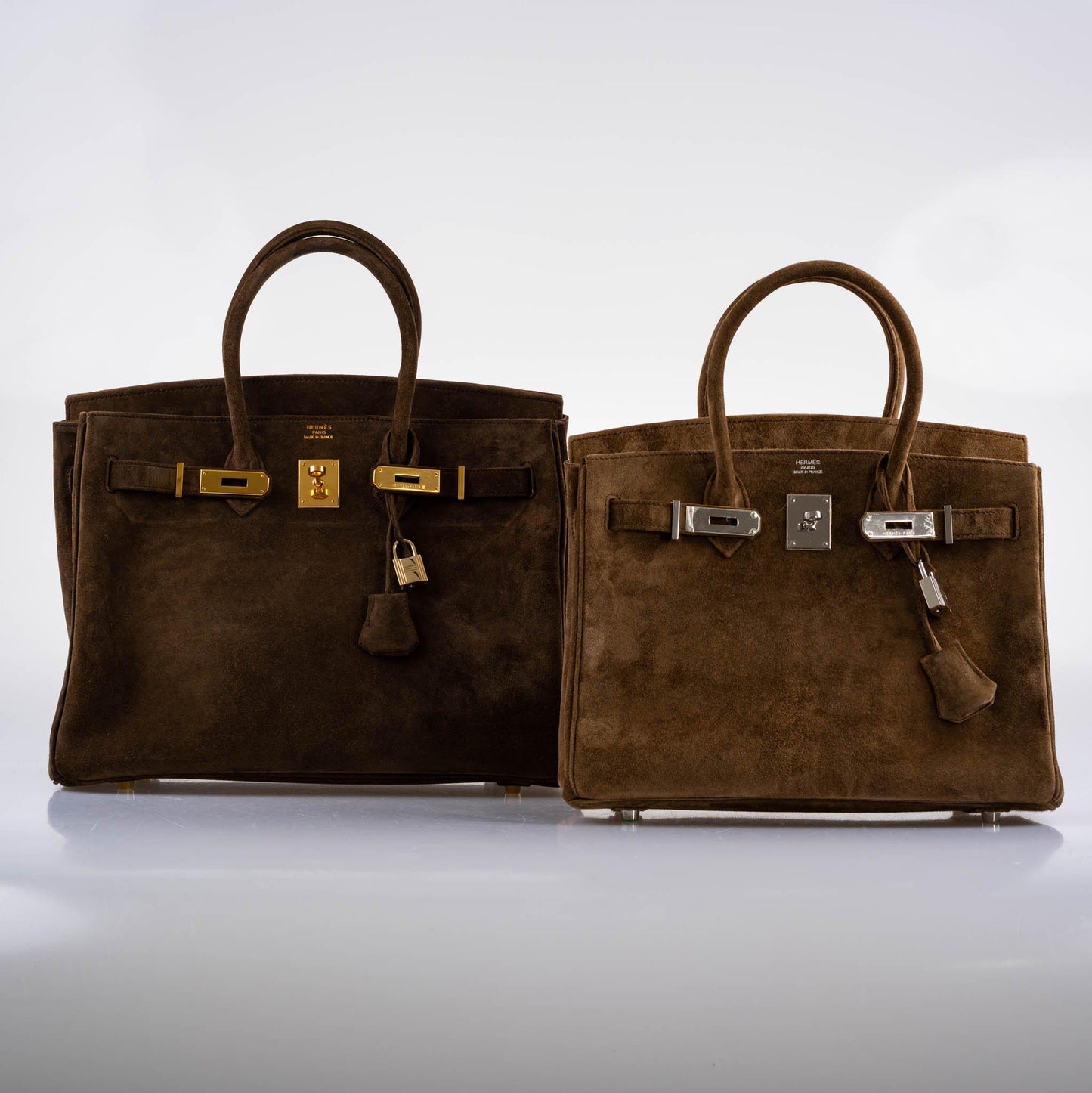 Hermes Birkin 30 Gold Veau Doblis Suede Palladium Hardware - 2008, L Square