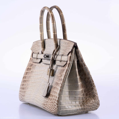 Hermes Birkin 30 Gris Cendre Himalaya Niloticus Crocodile Palladium Hardware